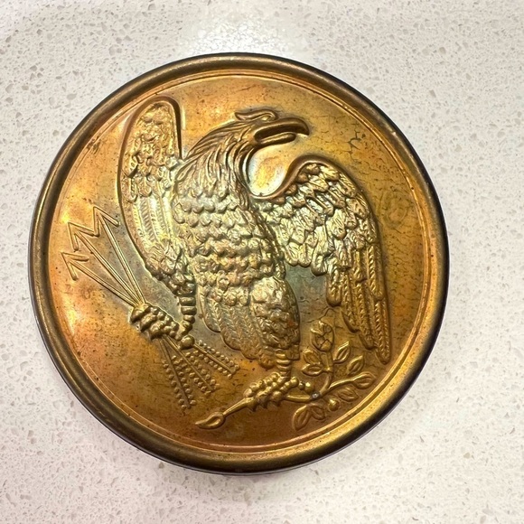Vtg Eagle & Quiver Lead Backed Civil War Brass Belt Buckle Military - Picture 2 of 4
